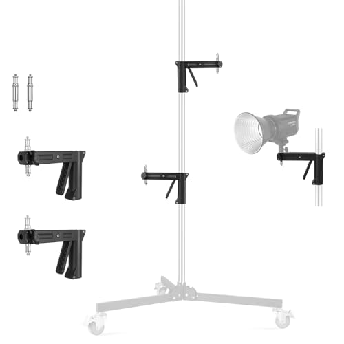 Schweres Stahl-Pistolengriff-Lichtstativ auf Rädern mit Schiebearm und verchromter Säulenhalterung für den Studioeinsatz, maximale Höhe 6,5 ft, maximale Belastung 22lb (Gleitender Arm) von soonpho