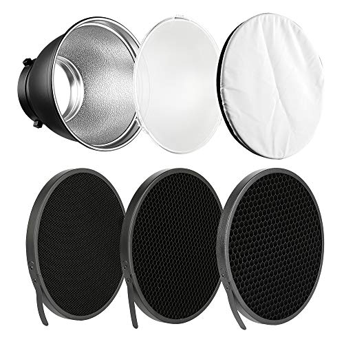 Soonpho 17,8 cm Standard-Reflektor-Diffusor mit 10°/30°/50° Wabenraster, weißes weiches Tuch für Bowens Mount Studio Strobe Flash Light Speedlite Soonpho 17,8 cm Standard-Reflektor-Diffusor mit 10°/30°/50° Wabenraster, weißes weiches Tuch für Bowens Mount Studio Strobe Flash Light Speedlite von soonpho