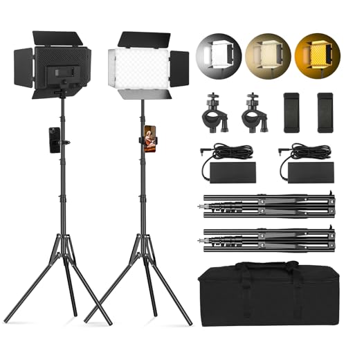 Soonpho 2-Pack LED VideoLicht Set Panel Videoleuchte Barn Door 2800–6500K Dimmbare 20W Licht Fotografie Studiobeleuchtung mit 1.6m Stativständer und Handyhalterung für Video YouTube Live Streaming Soonpho 2-Pack LED VideoLicht Set Panel Videoleuchte Barn Door 2800–6500K Dimmbare 20W Licht Fotografie Studiobeleuchtung mit 1.6m Stativständer und Handyhalterung für Video YouTube Live Streaming von soonpho