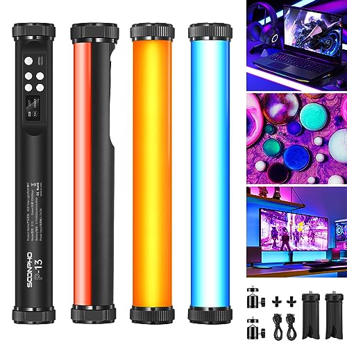 Soonpho 2 Pack Leuchtstab RGB Light Tube Stick LED Lichtstab Studio mit 4000mAh Akku,CRI 97+,2500K-8500K,Einstellbare Helligkeit 21 Effekte für TikTok,YouTube von soonpho