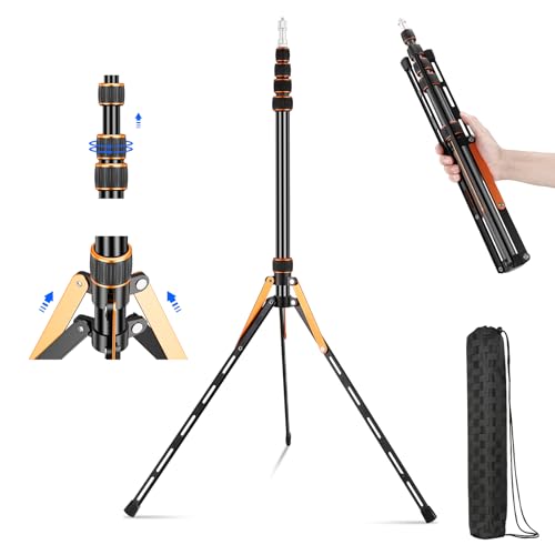 Soonpho 220cm Klappbares Light Stand Aluminium Lichtstativ Reise Lampenstativ Aluminium Fotografie Lichtständer mit 180° wendbaren Beinen,1/4”-3/8” Adapter und Tasche für Outdoor Reisefotografie von soonpho