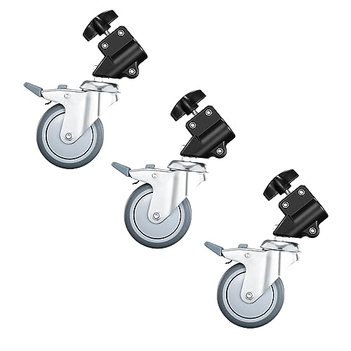 Soonpho 3 Stück Stativrollen Lichtstativ Rollen für stativ Wheels stativ Wheels Lampenstativ Professional,Lenkrollen mit 75mm Durchmesser haltbare Metallkonstruktion für 22mm Lichtständer Stativbeine von soonpho