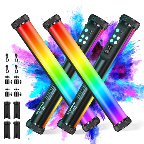 Soonpho 4Pack P13 RGB LED Video licht Stick handgehaltene Tube Lichter Rohr-Videoleuchte mit Stativ Ladegerät Full Color12 Lichteffekte 3200K~8500K Fotografie Beleuchtung für TikTok,Streaming,YouTube Soonpho 4Pack P13 RGB LED Video licht Stick handgehaltene Tube Lichter Rohr-Videoleuchte mit Stativ Ladegerät Full Color12 Lichteffekte 3200K~8500K Fotografie Beleuchtung für TikTok,Streaming,YouTube von soonpho