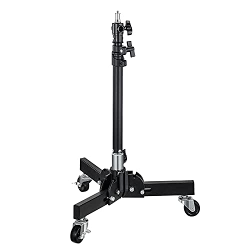 Soonpho Boden Rollstativ Kompakt 52-86cm, Faltbare Lichtstativ mit Rollen, Belastbarkeit 10kg, 24cm Mini Schwere Metall Lampenstativ für Lampe Monolights Softbox Hintergrundlicht Reflektor Fotografie von soonpho