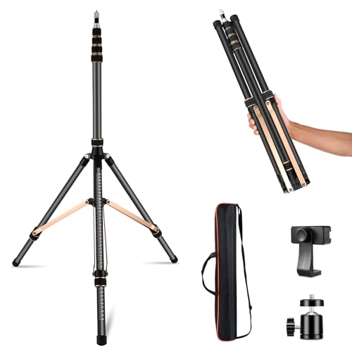 Soonpho Lichtstativ aus Kohlefaser Light Stand mit um 180° umkehrbaren Beinen,1/4"-3/8" Schraubadapter und Tasche,102.3"/260cm tragbares Reisestativ für Fotografie im Freien,Speedlite Strobe Softbox von soonpho