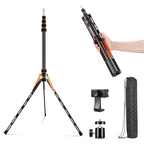 Soonpho Lichtstativ aus Kohlefaser Light Stand mit um 180° umkehrbaren Beinen,1/4"-3/8" Schraubadapter und Tasche,86.6"/220cm tragbares Reisestativ für Fotografie im Freien,Speedlite Strobe Softbox von soonpho