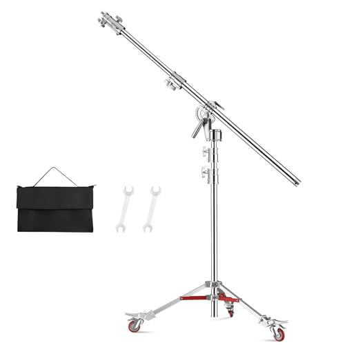 Soonpho Pro 100% Edelstahl Lichtstativ C Stand mit Rollen und Galgen,Metal Heavy C-Stand Schwerlast max. Höhe 450 cm (14,76 Fuß) Gefaltete Höhe 157 cm (15,1 Fuß) für Reflektoren,Monolichter von soonpho