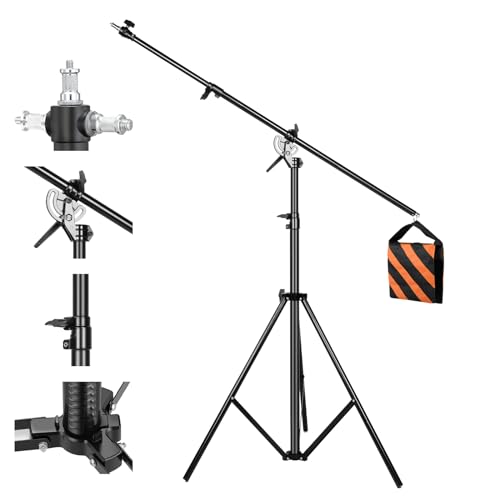 Soonpho 13.2ft/400cm Lampenstativ Lichtstativ 4m Stativ Galgenstativ lichtständer Fotografisches Lichtstativ Kreuzschiene Oberlichtstativ Auslegerarm für Außenaufnahmen und VLOG TikTok von soonpho