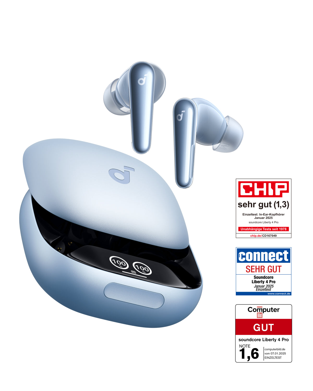 Liberty 4 Pro | True Wireless Earbuds mit Noise Cancelling Hellblau Matt Liberty 4 Pro | True Wireless Earbuds mit Noise Cancelling Hellblau Matt von soundcore