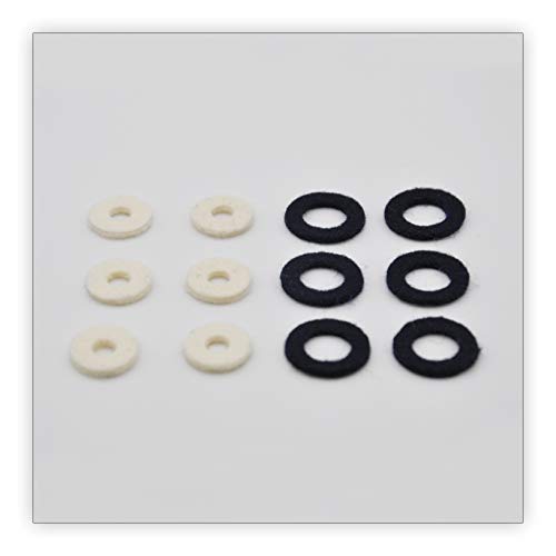 12 x Filze Ventilfilze Soundman für Trompete Kornette Trumpet Cornet Trompetenventil Ventil (6 x schwarz, 6 x weiß) von soundman