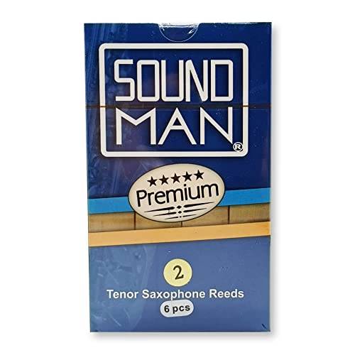 6 Soundman® Blättchen für Tenorsaxophon - Rohrblätter für Saxophon - Schachtel à 6 Stück (Stärke 2,0) von soundman