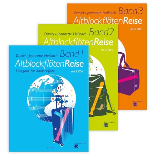 Altblockflöten-Reise 1 2 3 (Komplettset) von Daniel Hellbach- AltblockflötenReise Band 1 2 und 3 mit CDs ACM266 - ACM267 - ACM268 + Soundman Notenheft - Piano - Bleistift von soundman