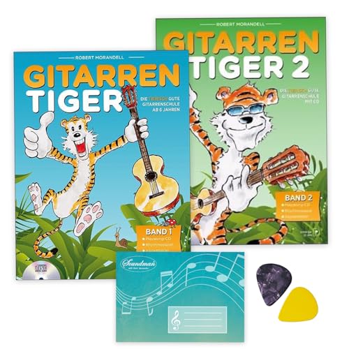 Der Gitarrentiger 1 und 2: (Starterset) mit CD - Band 1 und Band 2 - ISBN 9783902667755, 9783902667755 + Soundman Notenheft + Pleks von soundman