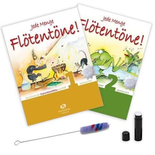 Jede Menge Flötentöne! mit CD Band 1 und Band 2: (Starterset) - für Sopranblockflöte von Barbara Ertl - VHR 3617CD - 3618CD - ISBN 9783940069757 -9783940069870- + Soundman Reinigungsset von soundman