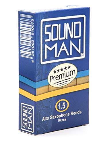 Soundman® Blättchen für Altsaxophon - 10 Rohrblätter für Saxophon - Schachtel à 10 Stück - Stärke 1,5 von soundman