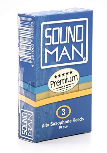 Soundman® Blättchen für Altsaxophon - 10 Rohrblätter für Saxophon - Schachtel à 10 Stück - Stärke 3,0 von soundman