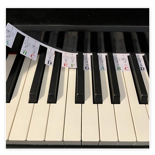 Soundman Notenetiketten Klavier/Keyboard (88 & 61 Tasten) – abnehmbar, kein Kleben nötig – C-D-E-F-G-A-H – inkl. Klavierlehrgang für Anfänger – Tastenhilfe mit Solfège, Stufen & Notensystem von soundman