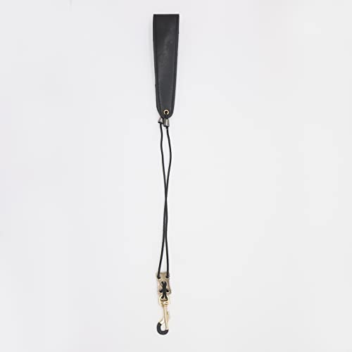 Soundman SNG-7 Deluxe-Saxophongurt mit extrastabilem Metallkarabiner - Nackengurt aus Leder für Saxophon und Klarinette - Perfekt für Altsaxophon, Tenorsaxophon, Sopransaxophon sowie Klarinette von soundman