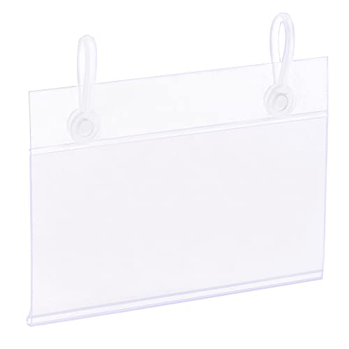 sourcing map 10 Stück Etikettenhalter mit Aufhängeschnalle 80x55mm Klar Kunststoff für Drahtregal von sourcing map