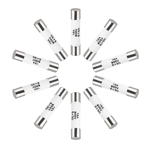 sourcing map 10 Stück Keramikpatrone Sicherungen 16A 500V 6x30mm Schnelle Ersatz für Verstärker Energiesparlampe Vorschaltgerät sourcing map 10 Stück Keramikpatrone Sicherungen 16A 500V 6x30mm Schnelle Ersatz für Verstärker Energiesparlampe Vorschaltgerät von sourcing map