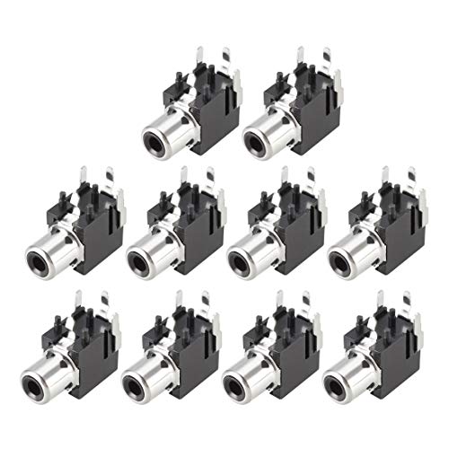 sourcing map 10 Stück PCB Plattenmontage Einzeln RCA Buchse Audio Video AV Anschluss Schwarz 2 Wege von sourcing map