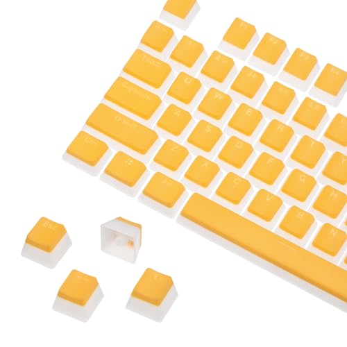 sourcing map 108 Tasten PBT Pudding Keycaps Set OEM Profil Double Shot für mechanische Tastatur Layout, Gelb von sourcing map