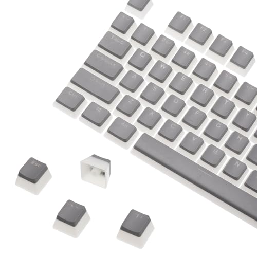 sourcing map 108 Tasten PBT Pudding Keycaps Set OEM Profil Double Shot für mechanische Tastatur Layout, Grau von sourcing map