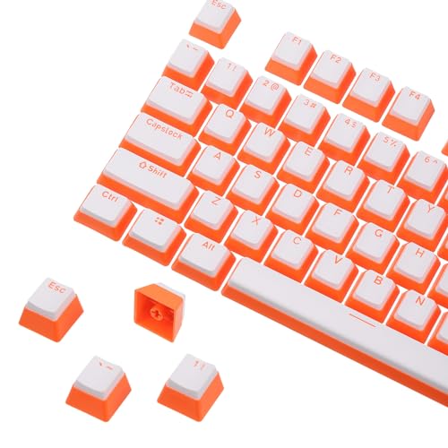 sourcing map 108 Tasten PBT Pudding Keycaps Set OEM Profil Double Shot für mechanische Tastatur Layout, Weiß/Orange von sourcing map