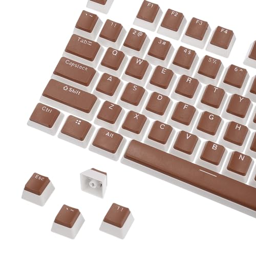 sourcing map 108 Tasten PBT Pudding Keycaps Set Vollständiger 108 OEM-Profil Double Shot für mechanische Tastatur, Dunkelbraun von sourcing map