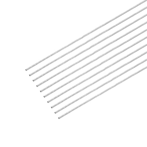 sourcing map 10Stk. 304 Edelstahl Rundstäbe Rundstangen Edelstahlstäbe 0.5mm x 200mm Vollwellenstange für DIY Handwerk Modellauto Hubschrauber Flugzeug von sourcing map