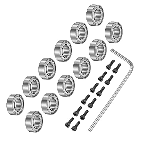 sourcing map 12-teiliges Lager-Zubehör-Set mit 3/16 Zoll Innendurchmesser, 3/8 Zoll Außendurchmesser, 0,3 cm Dicke, oben montierte Lager für Oberfräsen-Bit (#5-40 x 3/8 Zoll Schrauben). von sourcing map