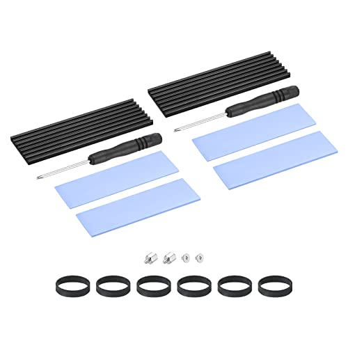 sourcing map 2 Pack M.2 2280 Nvme SSD Kühlkörper Kühler Legierung Aluminum Hitze Spülbecken mit Montage Schrauben Schraubenzieher Kit 1mm 1.5mm Thermische Pad für Laptop Schwarz von sourcing map