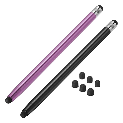 sourcing map 2 Stück Eingabestifte für Touchscreens mit 6 zusätzlichen Spitzen Dual Gummispitzen Kapazitiver Stylus Universal Tablet Pen Empfindlichkeit Präzision Schwarz Lila von sourcing map