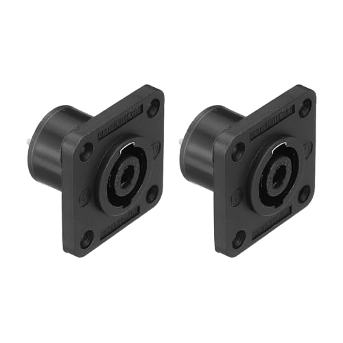 sourcing map 2 x 4-polige Lautsprecherbuchse, Drehverschluss, 4,1 cm XLR-Lautsprecherbuchse, Panelmontage, Audio-Mikrofon, Steckerbuchse für NL4-Serie, Schwarz von sourcing map