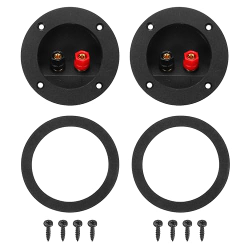 sourcing map 2 x 6,1 cm runde Lautsprecherbox-Terminal-Terminal, 2-Wege-Subwoofer-Steckverbinder, Doppelbindungspfosten, federbelastete Buchse für Auto-Stereo-Lautsprecher, Draht-Sub-Box von sourcing map
