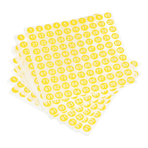 sourcing map 20 Blatt Zahlenaufkleber 1-100 rund Vinyl-Aufkleber Weiß auf Gelb Schließfach sourcing map 20 Blatt Zahlenaufkleber 1-100 rund Vinyl-Aufkleber Weiß auf Gelb Schließfach von sourcing map