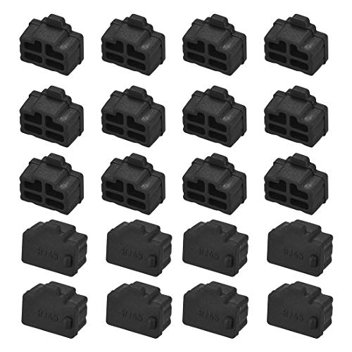 sourcing map 20St RJ45 Schutzkappe Silikon Ethernet Hub Anschluss Anti Staub Abdeckung 12mmx8,3mm Schwarz von sourcing map