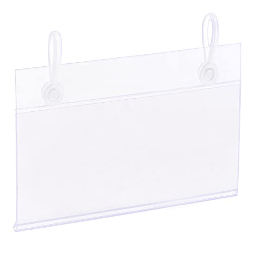 sourcing map 25 Stück Etikettenhalter mit Aufhängeschnalle 90x55mm Klar Kunststoff für Drahtregal von sourcing map