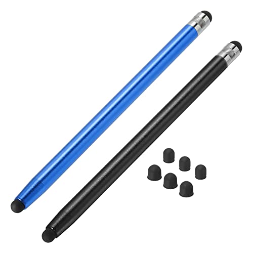 sourcing map 2Stk Stylus Stifte für Touchscreens mit 6 Extra Spitzen Kapazitiv Stylus Universal Tablet Stift Sensibilität Präzision Blau Schwarz von sourcing map