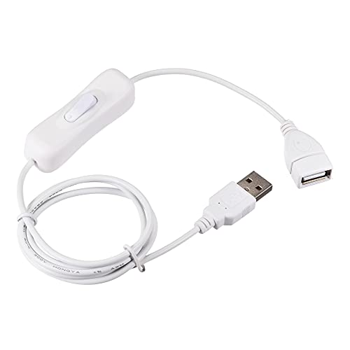 sourcing map 2Stk. USB Kabel mit Ein/Aus Schalter USB Stecker auf Buchse Verlängerungskabel 1m Weiß für LED Schreibtischlampe LED Streifen von sourcing map