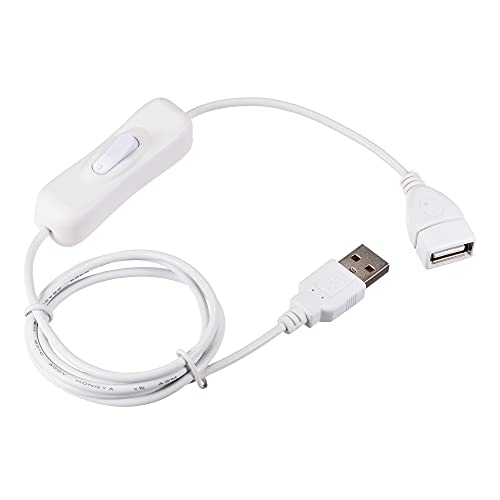 sourcing map 2Stk. USB Kabel mit Ein/Aus Schalter USB Stecker auf Buchse Verlängerungskabel 1m Weiß für LED Schreibtischlampe LED Streifen von sourcing map