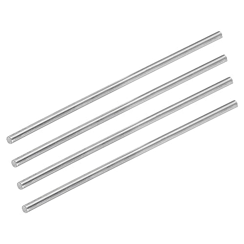 sourcing map 304 Edelstahl Runde Stäbe 3mm x 100mm Stabile Stangen für Heimwerker Modellauto Helikopter Flugzeug Paket von 4 von sourcing map