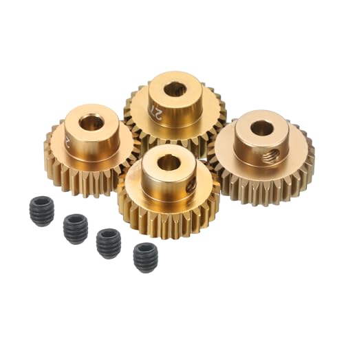 sourcing map 4 Stück RC 48DP Motorritzel Getriebe 3,175 mm Schaft 25T/26/27/28T gehärtetes Ritzel Getriebe Aluminium für 1/10 1/12 RC Modellauto, RC Motor von sourcing map