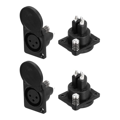 sourcing map 4 x 3-polige XLR-Buchse, Mikrofon-Adapter, Audio-Panel-Montage-Anschluss, Zubehör für Mixer, Leistungsverstärker, Schwarz von sourcing map