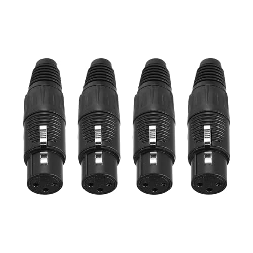 sourcing map 4 x 3-polige XLR-Buchse, Mikrofon-Audiokabelstecker, Mikrofonbuchse, Zubehör für Mischpult, Leistungsverstärker, reines Schwarz, 7 cm von sourcing map
