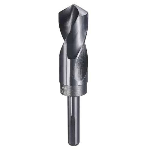 sourcing map 4241 Hochgeschwindigkeitsstahl, Nitrierung, schwarz, 118 °, für weiche Materialien, Holz, Kunststoff, Eisen, Kupfer, Aluminium, 3 Flach, 1,8 cm (1 5/32 Zoll), reduzierter Schaft, 3-flach von sourcing map