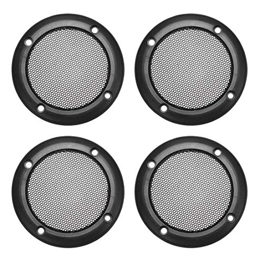 sourcing map 4Stk. Lautsprecher Gitter Abdeckung 3.5 Zoll 107mm Masche Dekorativ Kreis Subwoofer Schutz Schwarz von sourcing map