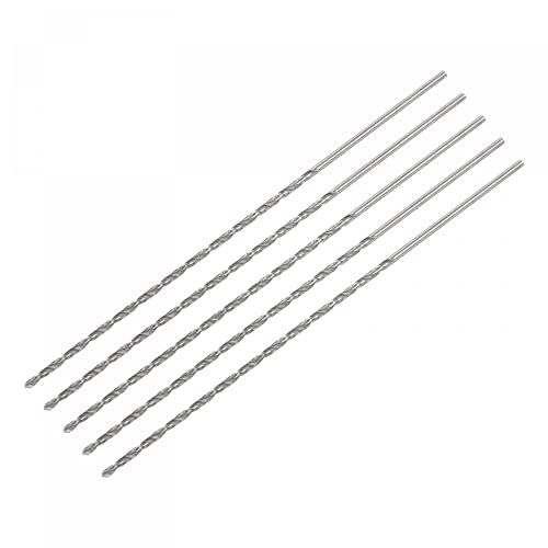 sourcing map 5 Stk. 1.2mm Mini Mikro Spiralbohrer Hochgeschwindigkeitsstahl geradem Schaft Extra langer Metallbohrer 80mm für Aluminiumlegierung von sourcing map