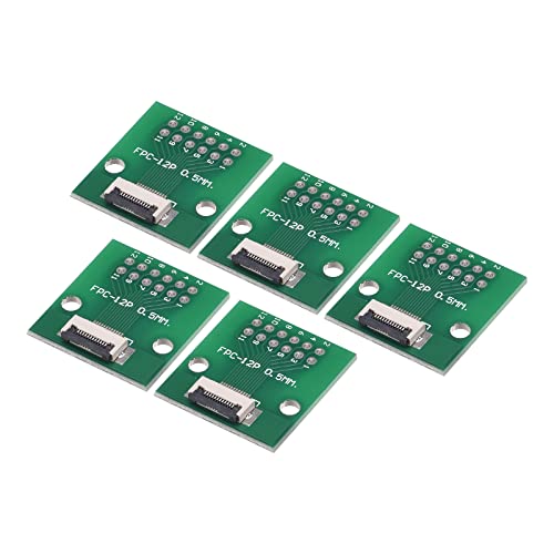 sourcing map 5 Stück FPC FFC PCB Konverter Steckerplatine 12P 0.5mm auf Buchsenseite 1mm Rückseit auf DIP 2.54 mm für LCD 3D Drucker DVD TV Laptop Audio von sourcing map