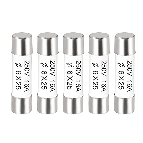 sourcing map 5 Stück Keramikpatrone Sicherungen 16A 250V 6x25mm Schnelle Ersatz für Verstärker Energiesparlampe Vorschaltgerät sourcing map 5 Stück Keramikpatrone Sicherungen 16A 250V 6x25mm Schnelle Ersatz für Verstärker Energiesparlampe Vorschaltgerät von sourcing map